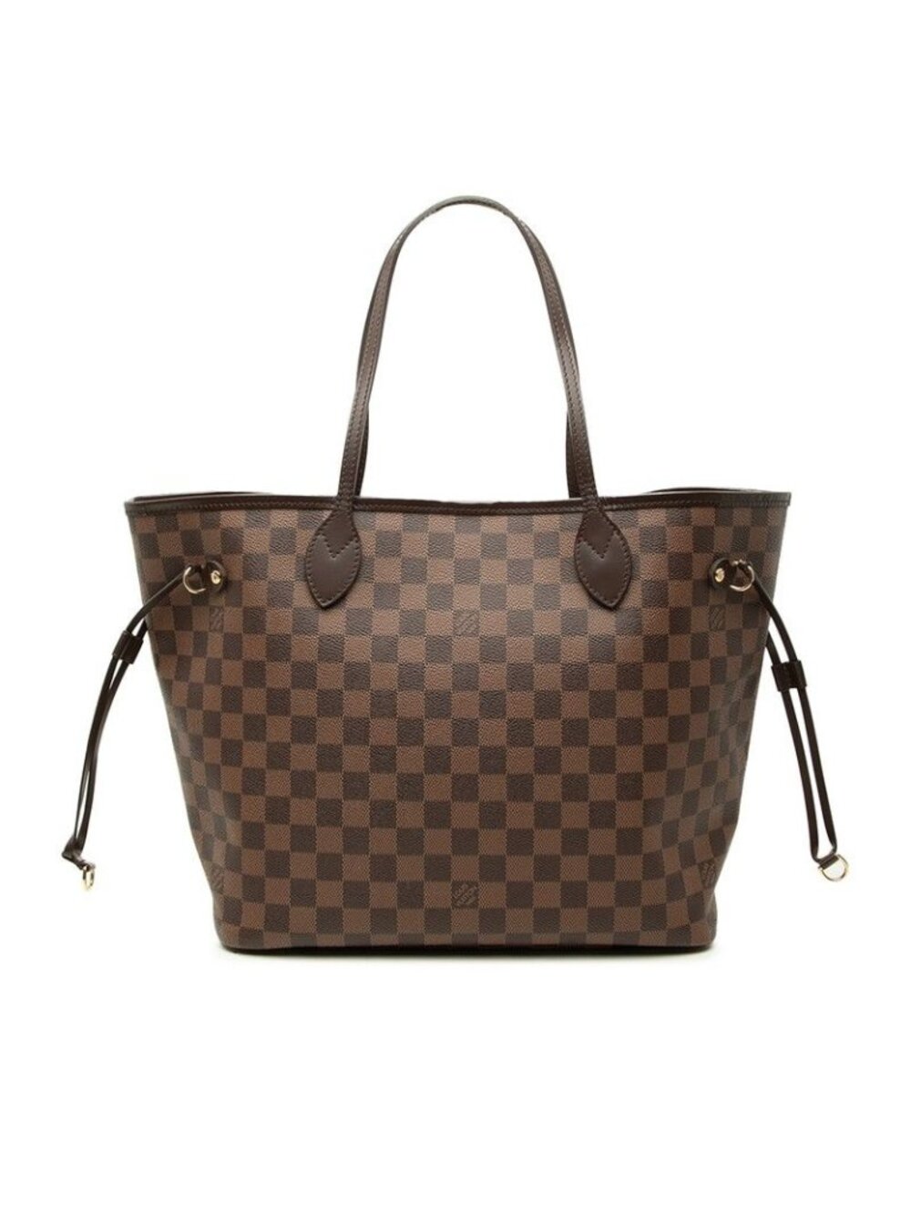 Louis Vuitton Damier Neverfull MM Shoulder Bag Tote Brown Leather